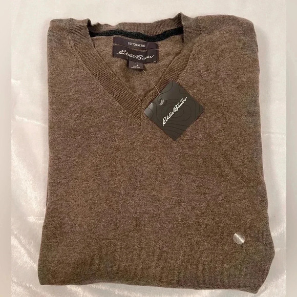 Eddie Bauer Men’s Large Cotton Merino Wool Pullover Sweater - Picture 2 of 10
